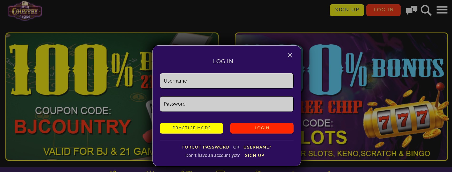 High Country Casino Login