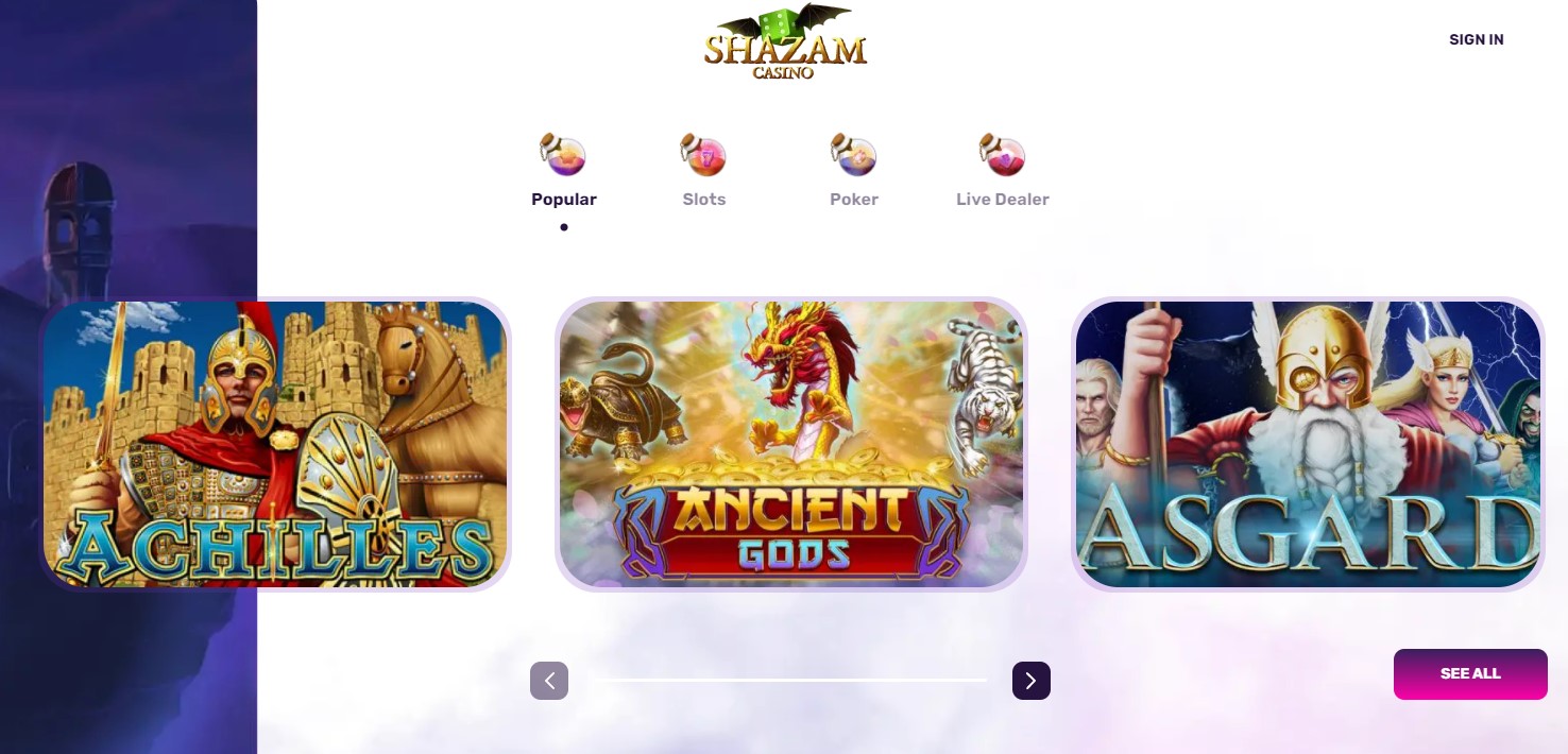 Shazam Casino Games